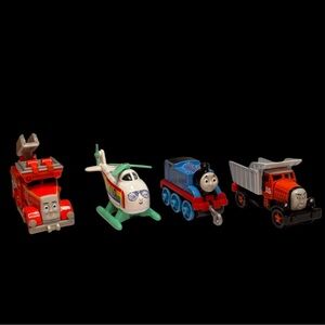 4 Metal Thomas & Friends Character Vehicle Toys: Harold, Max, Flynn, Thomas
